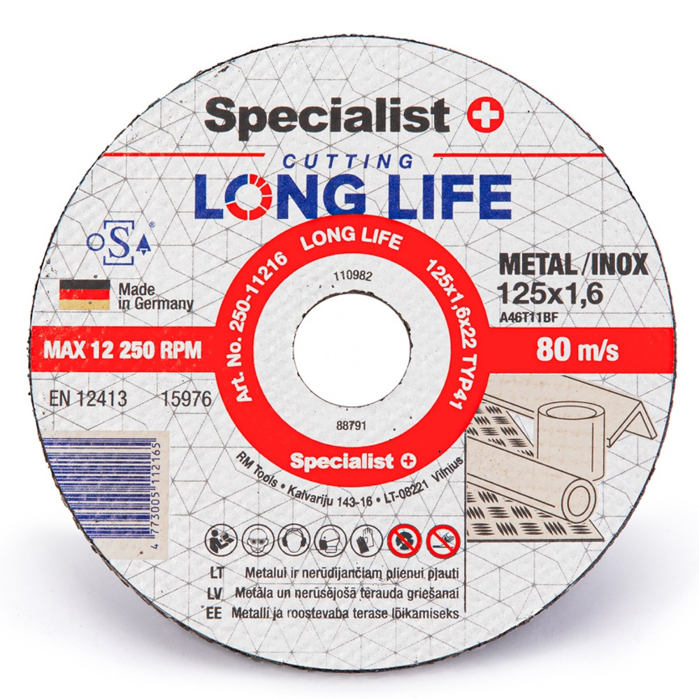 SPECIALIST+ metalo pj.diskas LONG LIFE, 125x1.6x22 mm 4 SPECIALIST+ metalo pj.diskas LONG LIFE, 125x1.6x22 mm 4