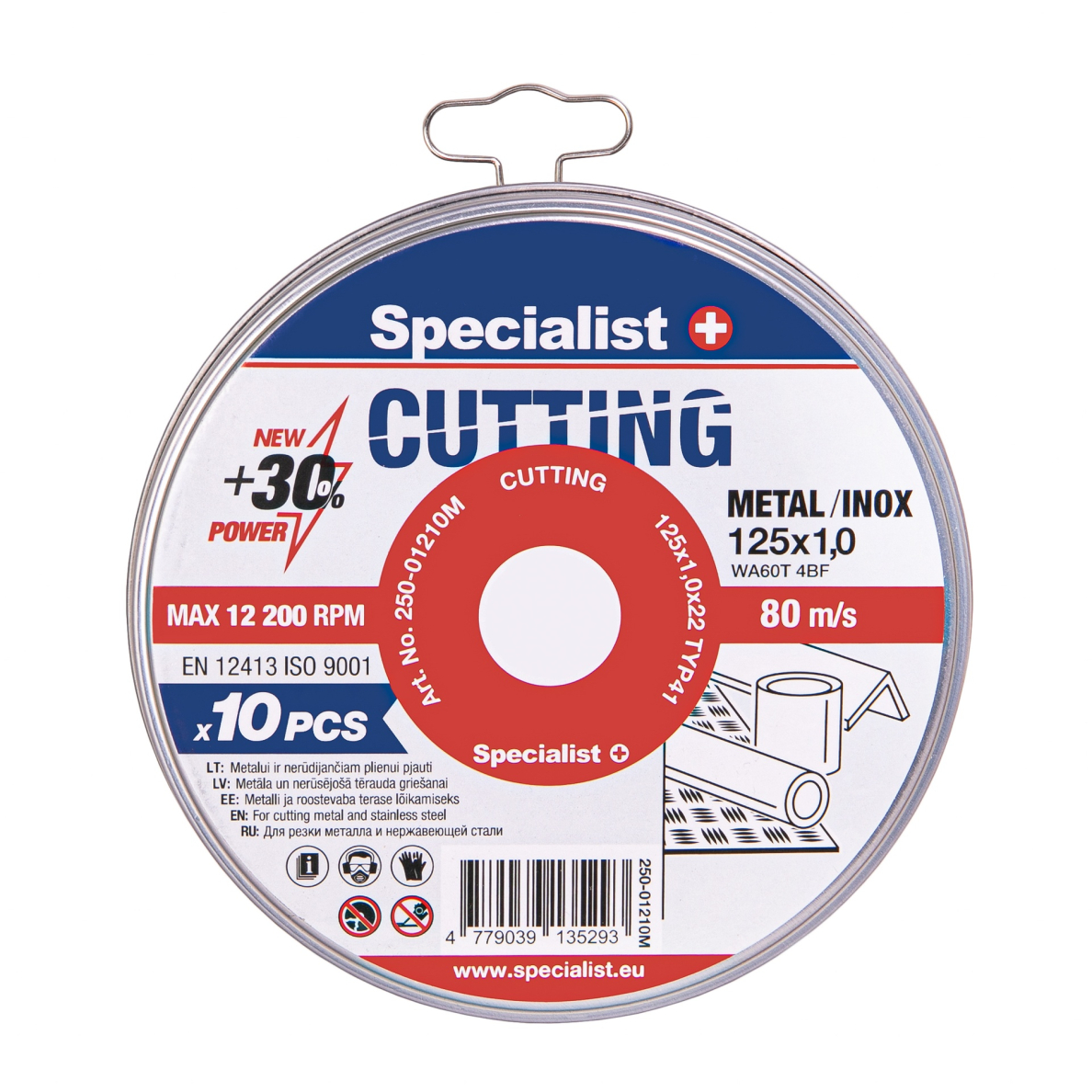 SPECIALIST+ metalo pj.diskas CUTTING, 125x1x22 mm 10 vnt. metal. d 1 SPECIALIST+ metalo pj.diskas CUTTING, 125x1x22 mm 10 vnt. metal. d 1