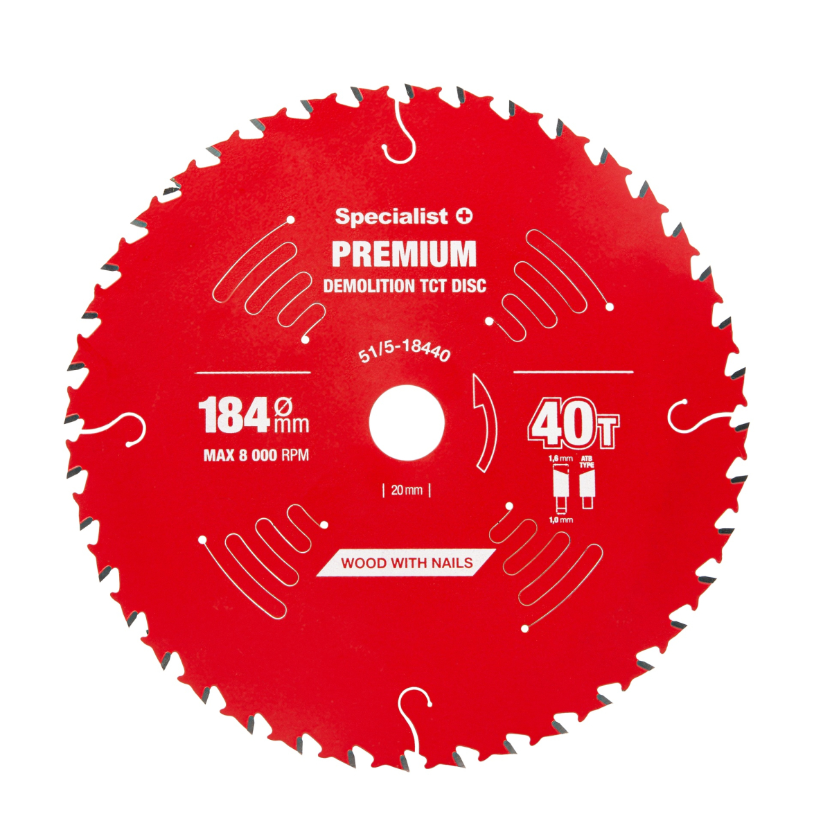 SPECIALIST+ pjovimo diskas Demolition 184x40Tx20/16mm 1 SPECIALIST+ pjovimo diskas Demolition 184x40Tx20/16mm 1