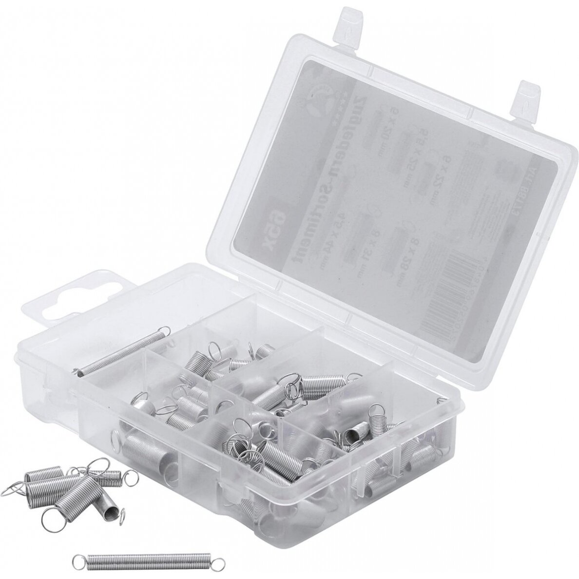 Spyruoklių asortimentas | Tempimo spyruoklės | 65 vnt. (88173) Spyruoklių asortimentas | Tempimo spyruoklės | 65 vnt. (88173)