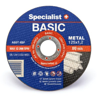 SPECIALIST+ metalo  pj. diskas BASIC, 125x1.2x22 mm SPECIALIST+ metalo  pj. diskas BASIC, 125x1.2x22 mm