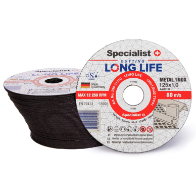 SPECIALIST+ metalo pj.diskas LONG LIFE, 125x1x22 mm 3 SPECIALIST+ metalo pj.diskas LONG LIFE, 125x1x22 mm 3