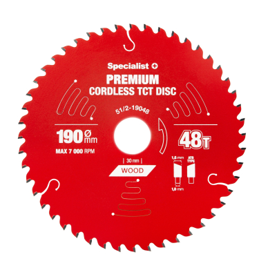 SPECIALIST+ pjovimo diskas Cordless 190x48Tx30mm 1