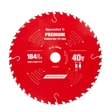 SPECIALIST+ pjovimo diskas Demolition 184x40Tx20/16mm 1 SPECIALIST+ pjovimo diskas Demolition 184x40Tx20/16mm 1