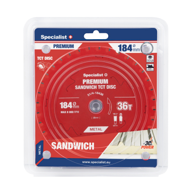 SPECIALIST+ pjovimo diskas Sandwich 184x36Tx20/16mm SPECIALIST+ pjovimo diskas Sandwich 184x36Tx20/16mm