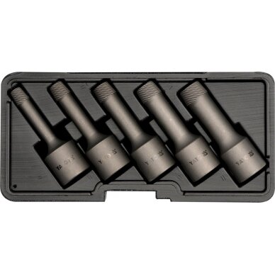 Specialus antgalių rinkinys / sraigtiniai ištraukikliai | 12,5 mm (1/2") | 8 - 16 mm | 5 vnt. (YT-0624)
