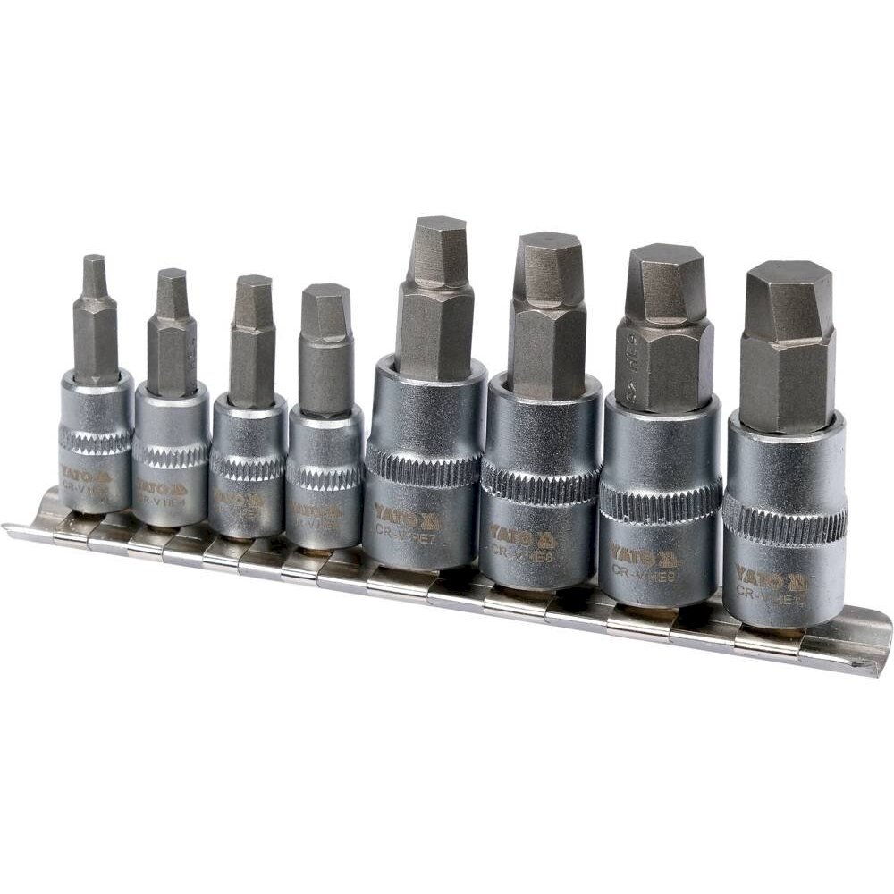 Sraigtiniai ištraukikliai | pažeistam hex | 6.3 mm (1/4") / 10 mm (3/8") | 3 - 10 mm | 8 vnt. (YT-04580) Sraigtiniai ištraukikliai | pažeistam hex | 6.3 mm (1/4") / 10 mm (3/8") | 3 - 10 mm | 8 vnt. (YT-04580)