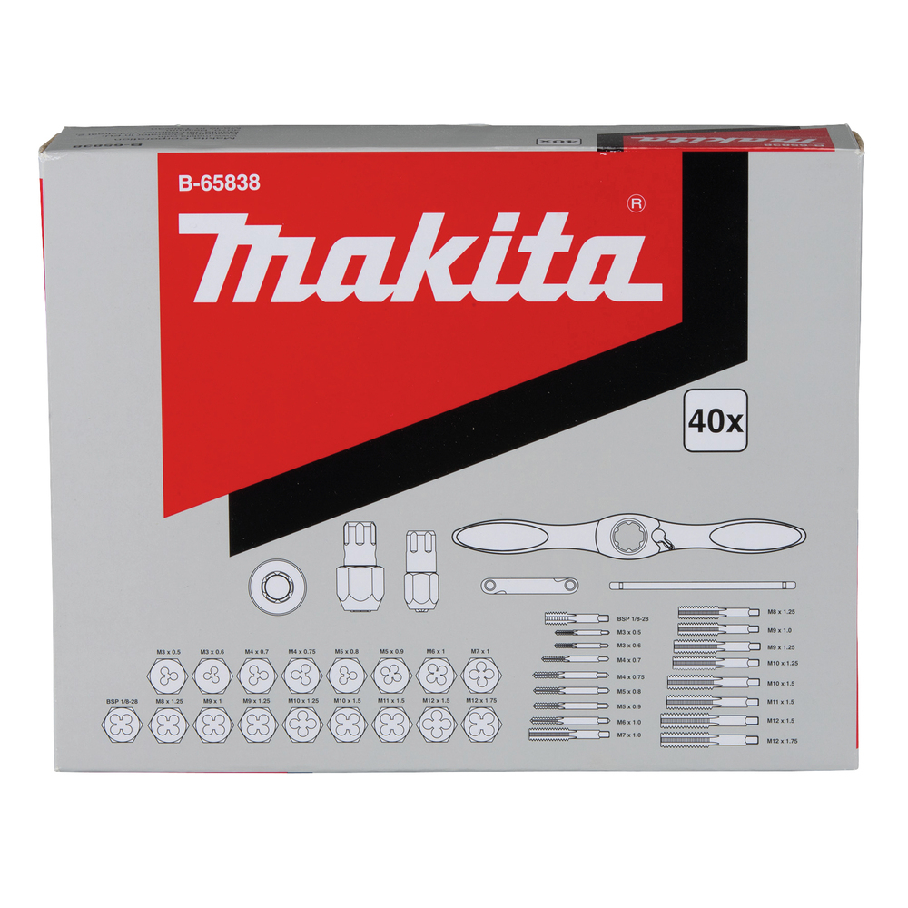 Sriegimo komplektas Makita B-65838, 40 dalių 3 Sriegimo komplektas Makita B-65838, 40 dalių 3