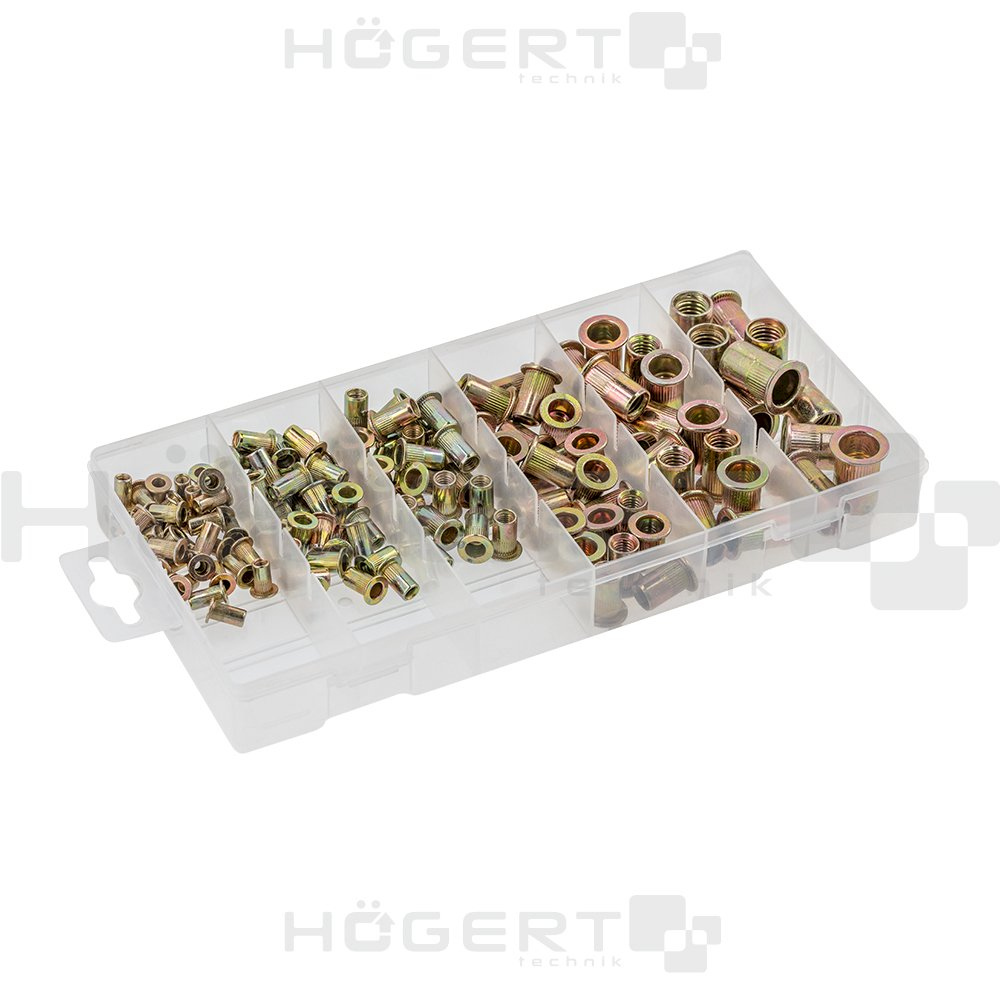 Srieginių kniedžių komplektas M3-M10 / 150dalių Srieginių kniedžių komplektas M3-M10 / 150dalių