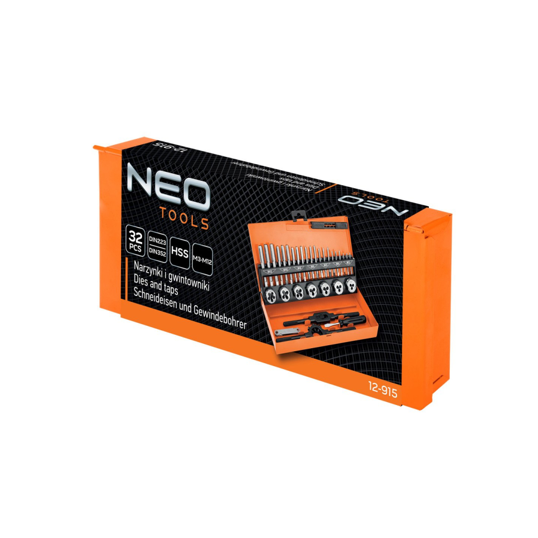 Sriegiklių ir štampų rinkinys, 32 vnt., M3 - M12, HSS, dėkle 1