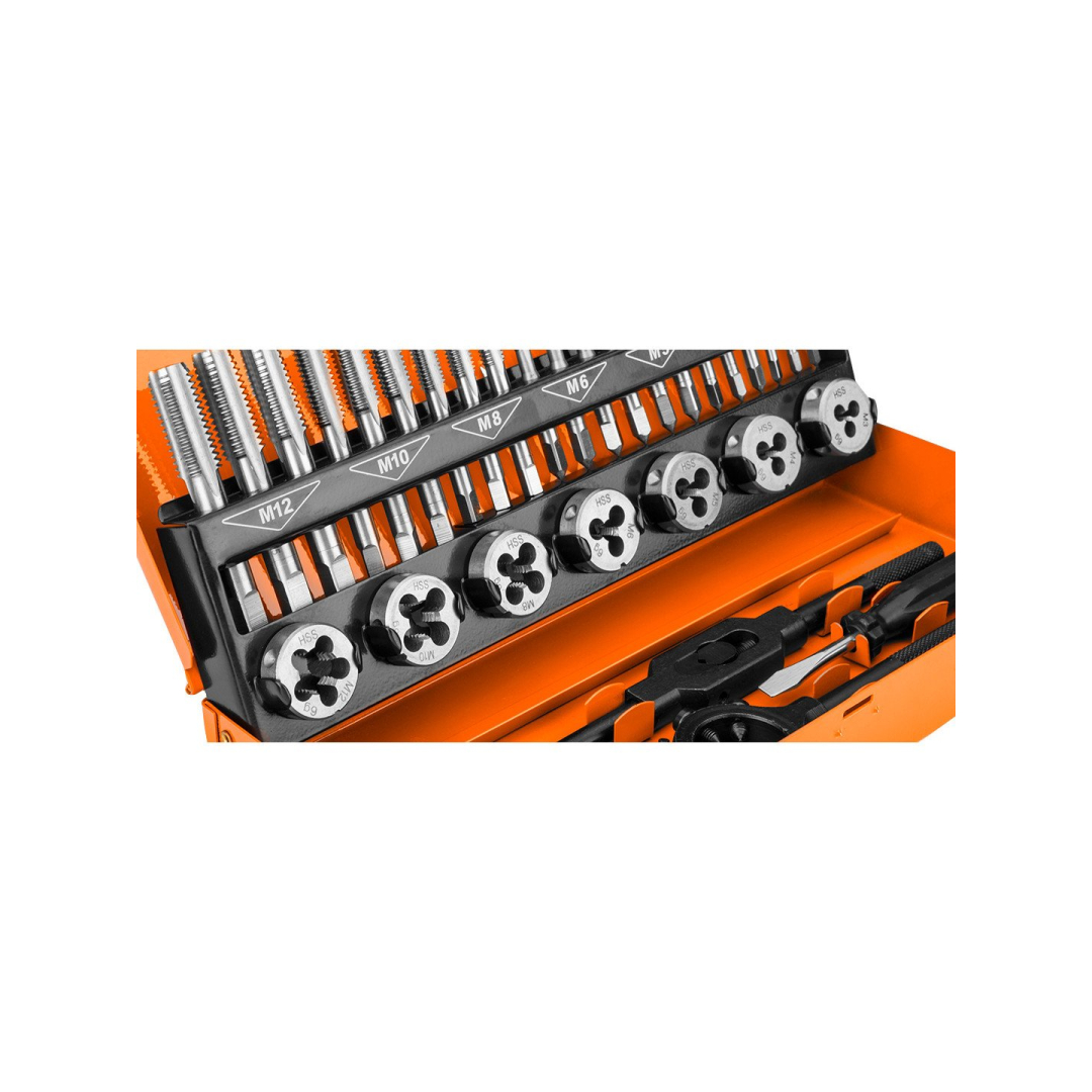 Sriegiklių ir štampų rinkinys, 32 vnt., M3 - M12, HSS, dėkle 6