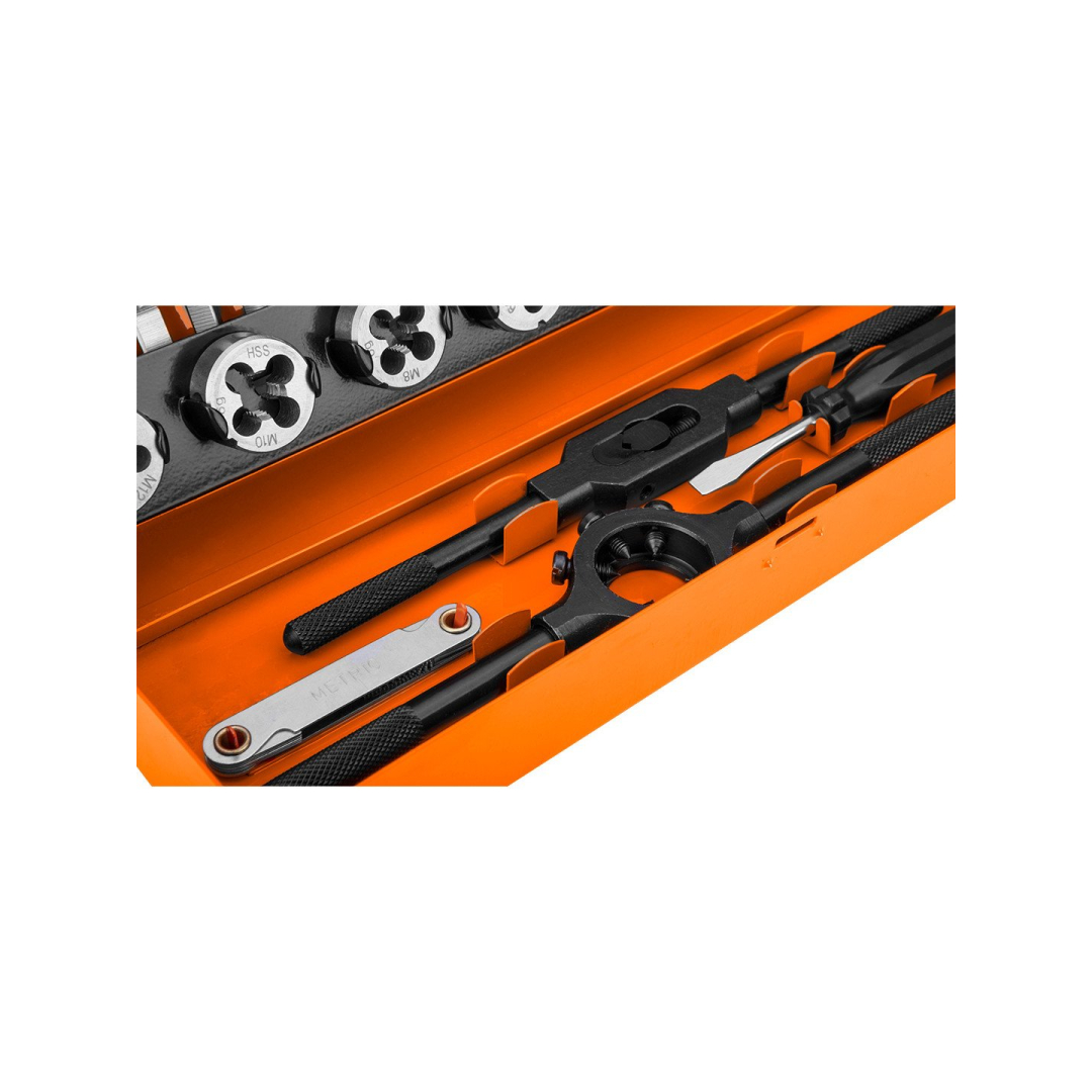 Sriegiklių ir štampų rinkinys, 32 vnt., M3 - M12, HSS, dėkle 7