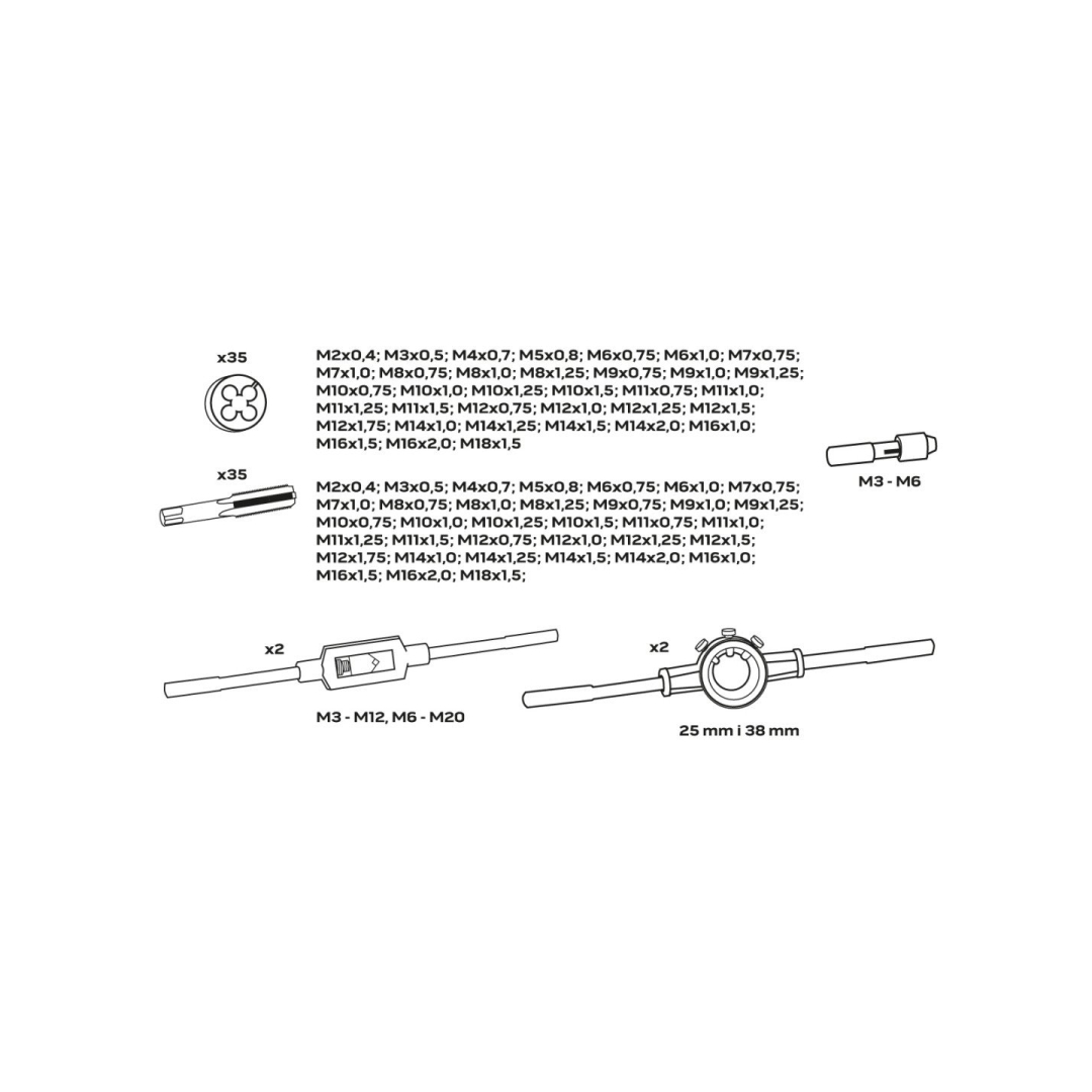 Sriegiklių komplektas, 110 vnt. 7