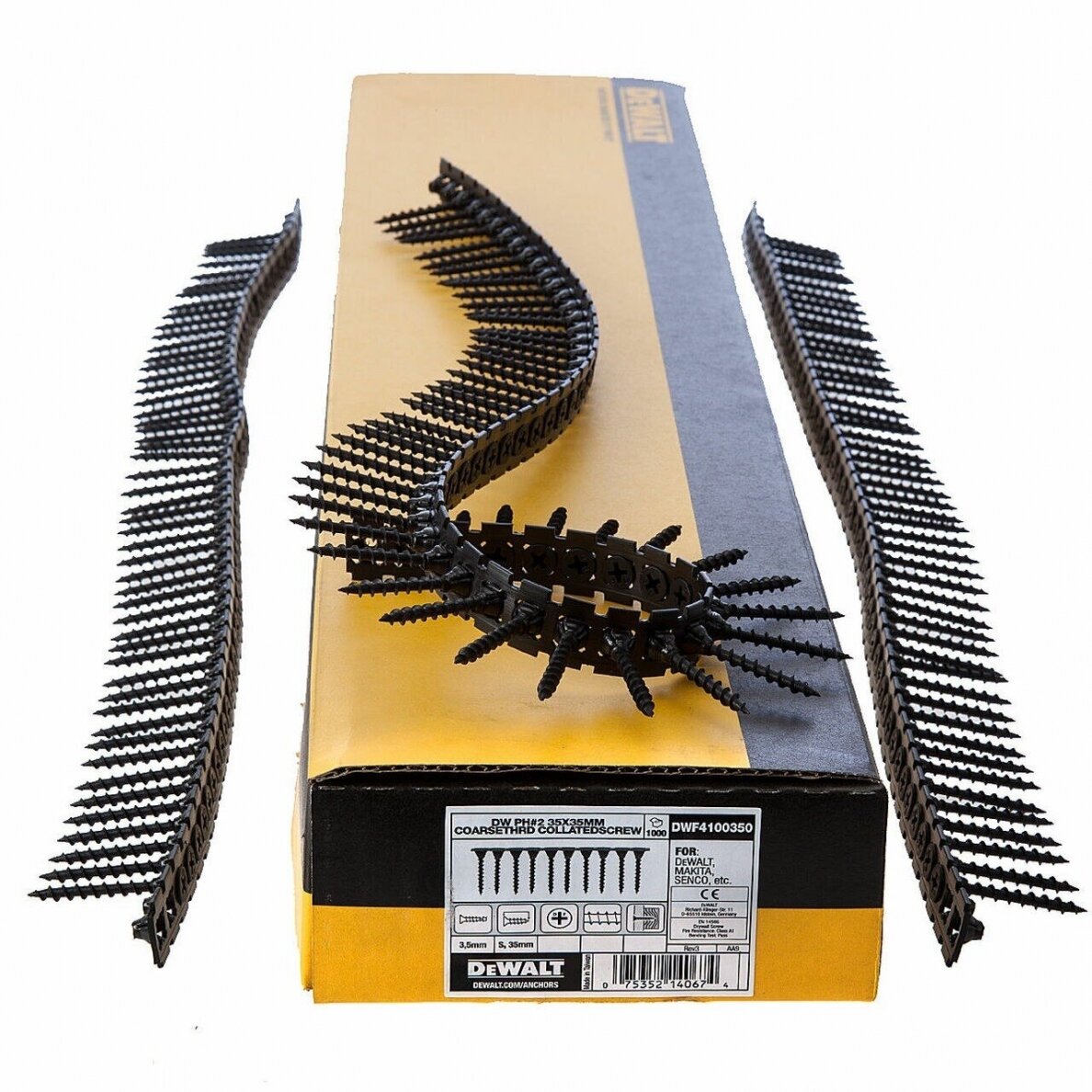 Sraigtai juostoje  DeWalt DWF4100350, 3,5x35 mm, 1000 vnt. Sraigtai juostoje  DeWalt DWF4100350, 3,5x35 mm, 1000 vnt.
