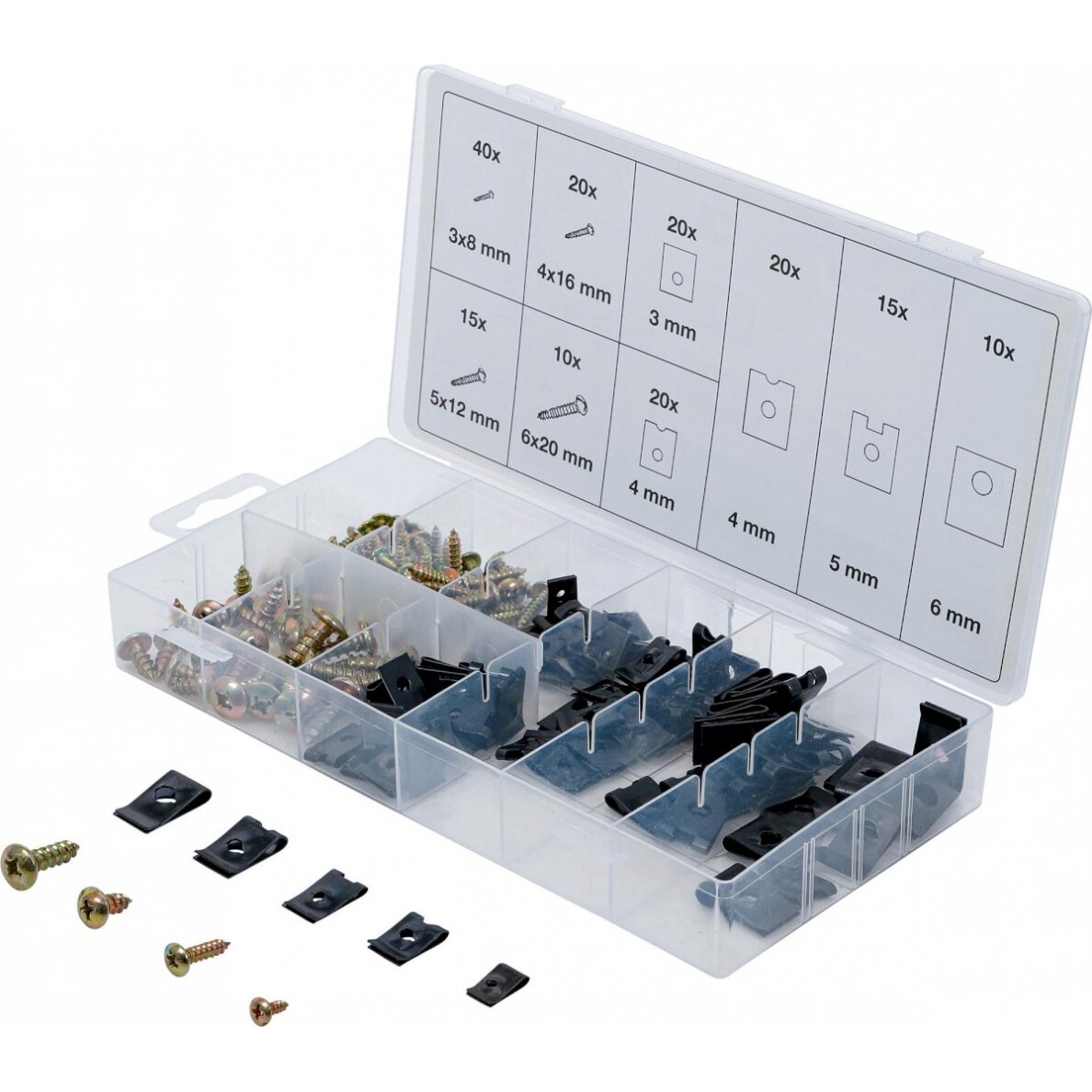 Sraigtų ir U-tipo pagalvių asortimentas | 170 vnt. (8114) Sraigtų ir U-tipo pagalvių asortimentas | 170 vnt. (8114)