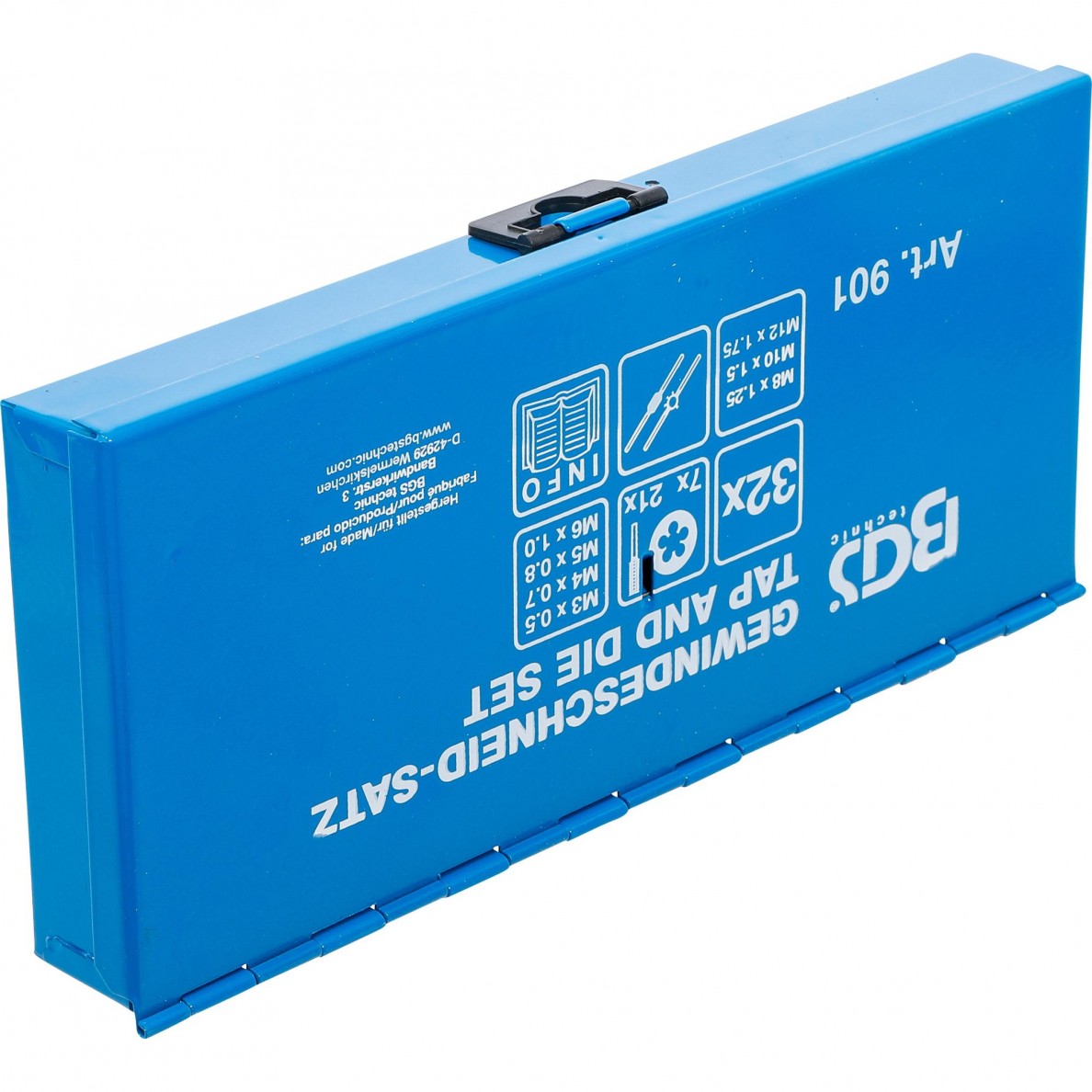 Sriegiklių ir sriegpjovių rinkinys BGS-technic, M3 - M12, 32 vnt. 2