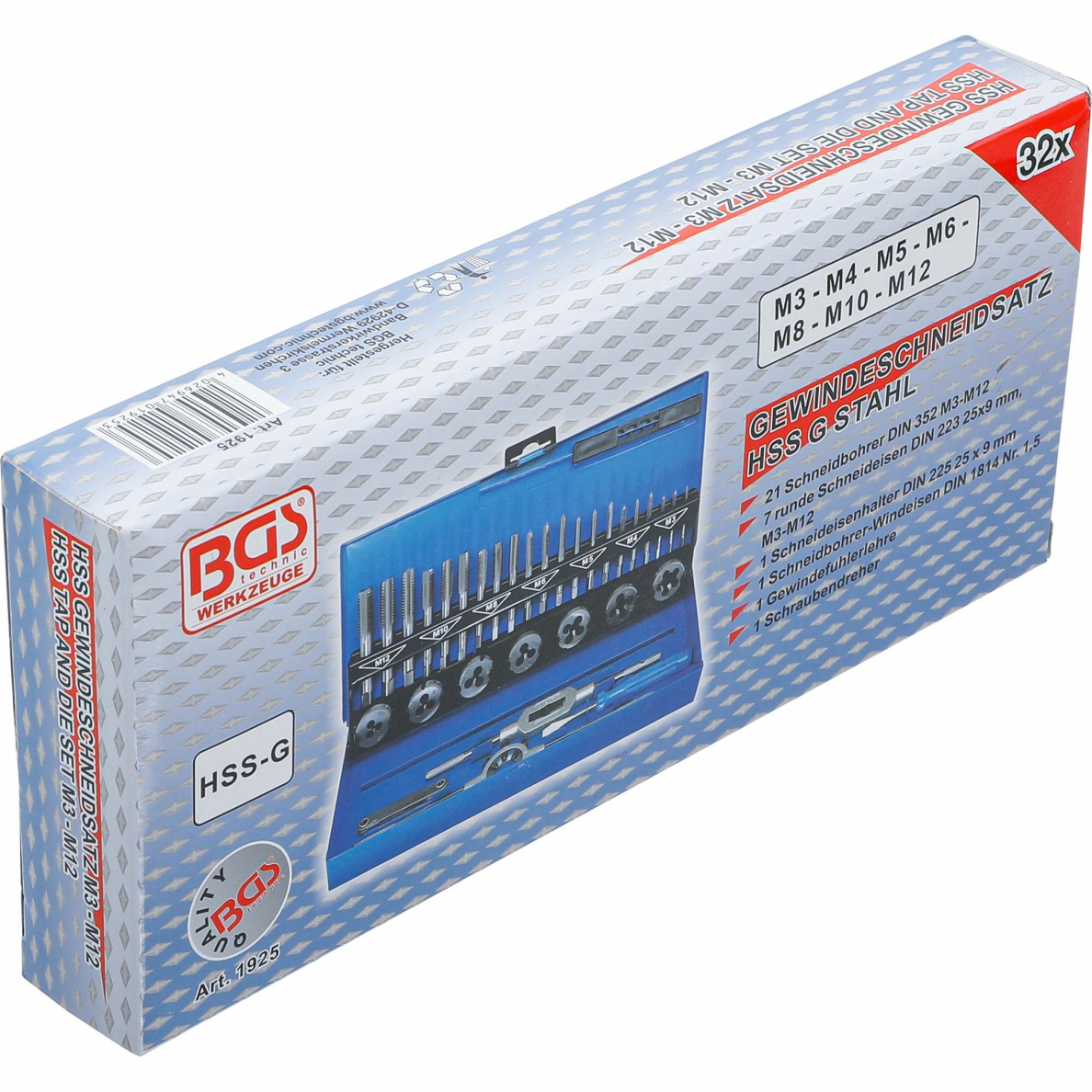 Sriegiklių ir sriegpjovių rinkinys BGS-technic, 32 vnt. 4 Sriegiklių ir sriegpjovių rinkinys BGS-technic, 32 vnt. 4