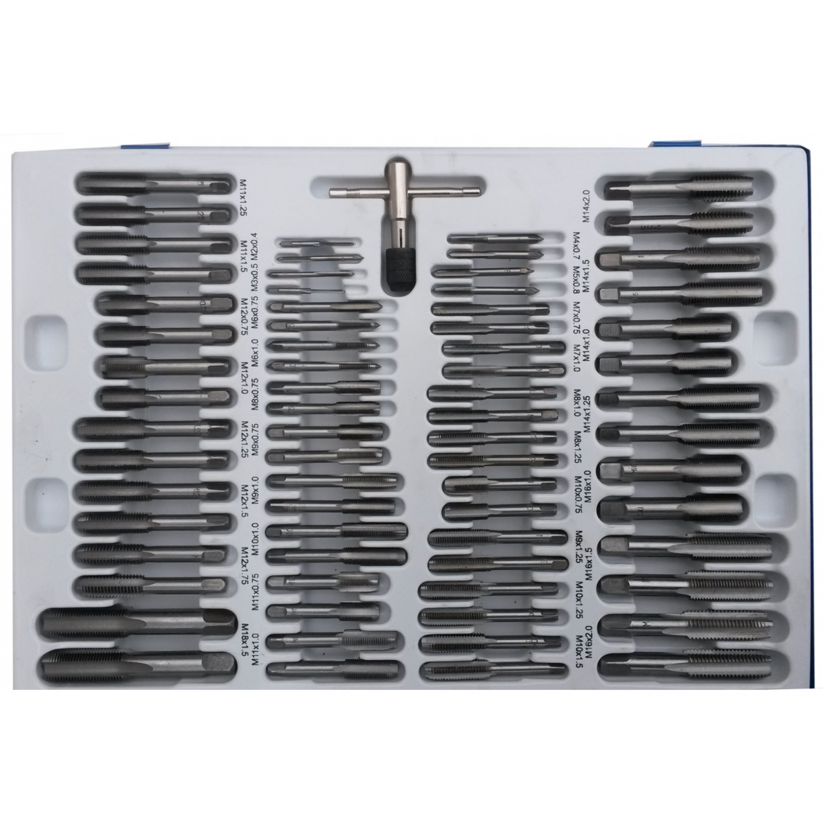 Sriegiklių ir sriegpjovių rinkinys M2 - M18, 110 vnt. 2