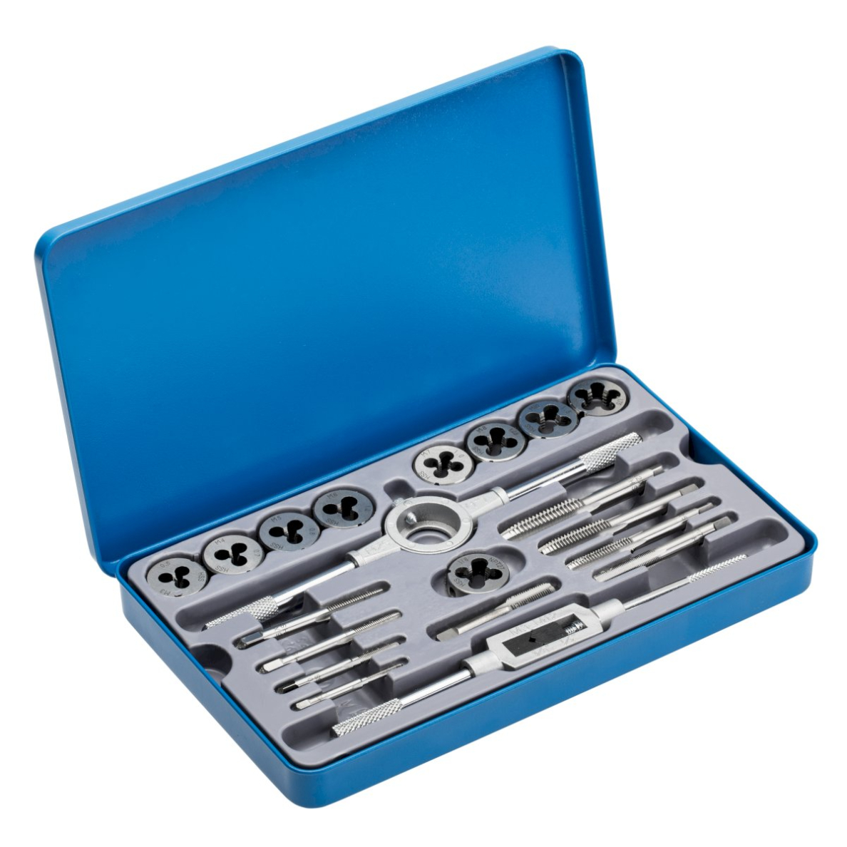 Sriegimo įrankių komplektas M3-M12 / 20 dalių Sriegimo įrankių komplektas M3-M12 / 20 dalių