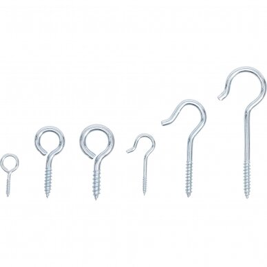 Sraigtinių kablių / žiedinių kablių asortimentas | 142 vnt. (88180) 1 Sraigtinių kablių / žiedinių kablių asortimentas | 142 vnt. (88180) 1