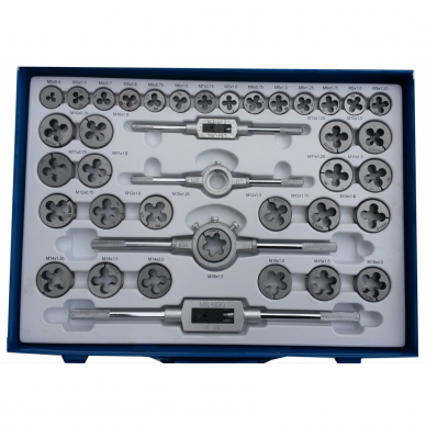 Sriegiklių ir sriegpjovių rinkinys M2 - M18, 110 vnt. 1