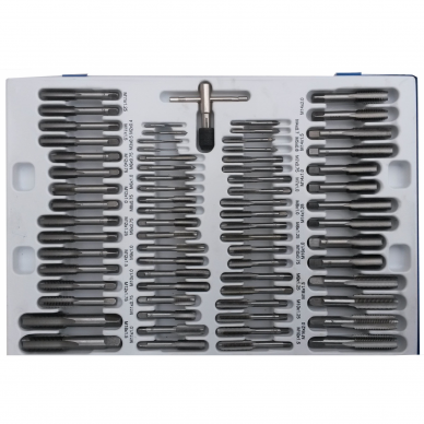 Sriegiklių ir sriegpjovių rinkinys M2 - M18, 110 vnt. 2