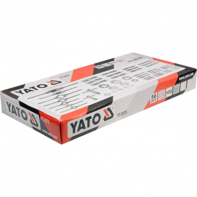 Sriegiklių ir sriegpjovių rinkinys Yato, HSS, М3-М20, 56 vnt. 4 Sriegiklių ir sriegpjovių rinkinys Yato, HSS, М3-М20, 56 vnt. 4