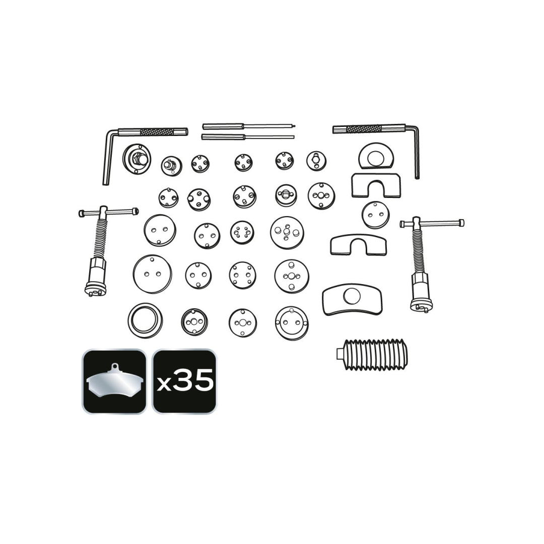 Stabdžių cilindro remonto įrankių komplektas 35 vnt. 7 Stabdžių cilindro remonto įrankių komplektas 35 vnt. 7