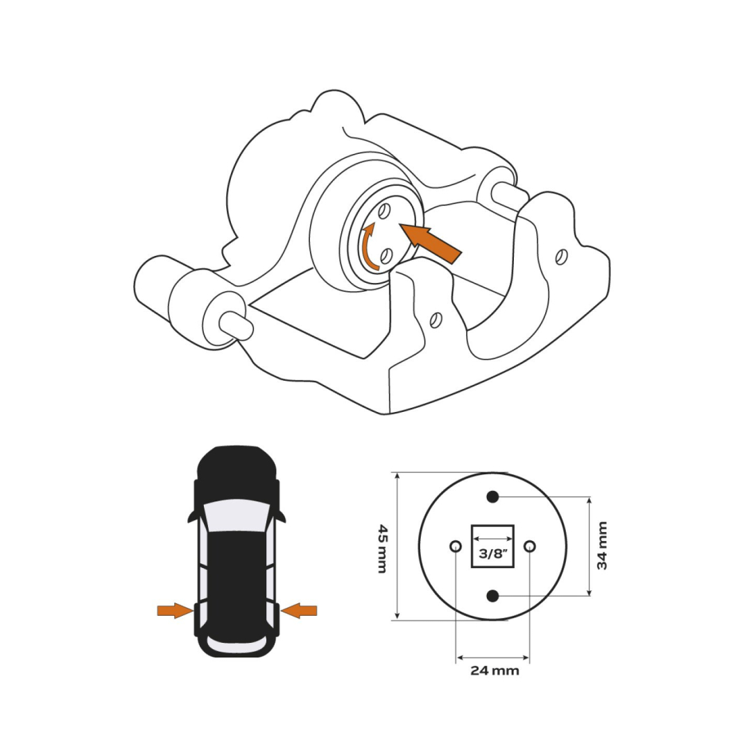 Stabdžių stūmoklio atlenkimo įrankis (dešinė ranka) 6