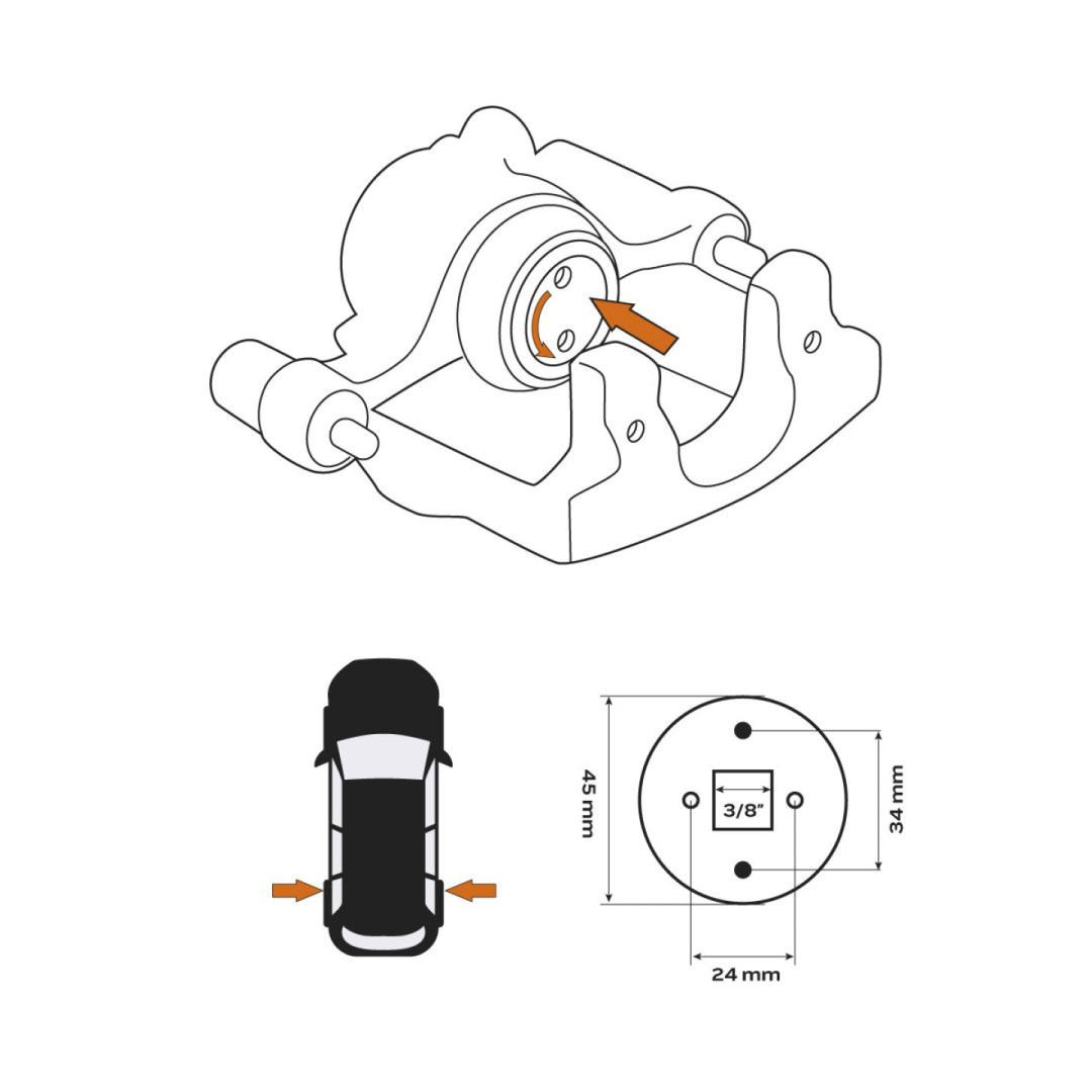 Stabdžių stūmoklio atlenkimo įrankis (kairė ranka) 6 Stabdžių stūmoklio atlenkimo įrankis (kairė ranka) 6
