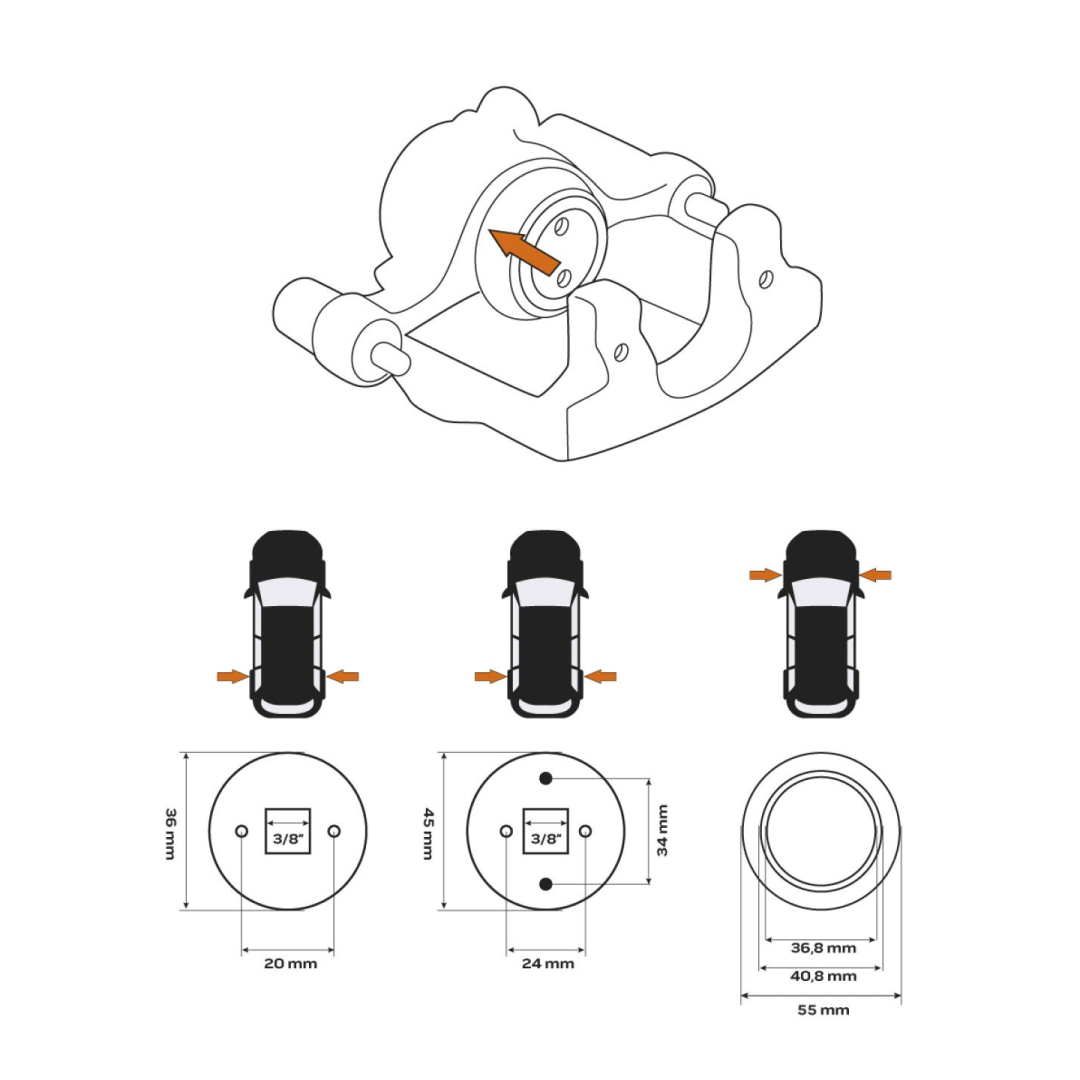 Stabdžių stūmoklio atlenkimo įtaisas, MINI įrankių rinkinys - 2 in 1 6