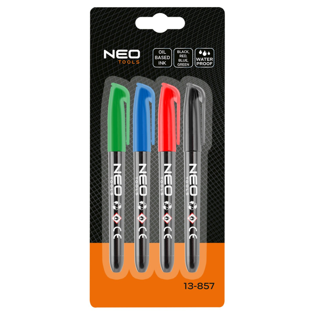 Statybinis žymeklis (markeris), 4 spalvos, permanentinis, atsparus vandeniui, aliejinis, 4 vnt 1