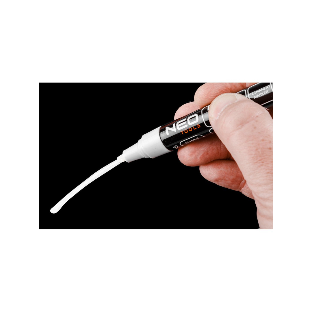 Statybinis žymeklis (markeris), baltas, nuolatinis, atsparus vandeniui, lakuotas, aliuminis, kartotiniai iš 12. 7 Statybinis žymeklis (markeris), baltas, nuolatinis, atsparus vandeniui, lakuotas, aliuminis, kartotiniai iš 12. 7