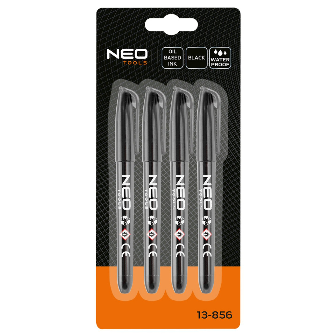 Statybinis žymeklis (markeris), juodas, permanentinis, atsparus vandeniui, aliejinis, 4 vnt 1 Statybinis žymeklis (markeris), juodas, permanentinis, atsparus vandeniui, aliejinis, 4 vnt 1