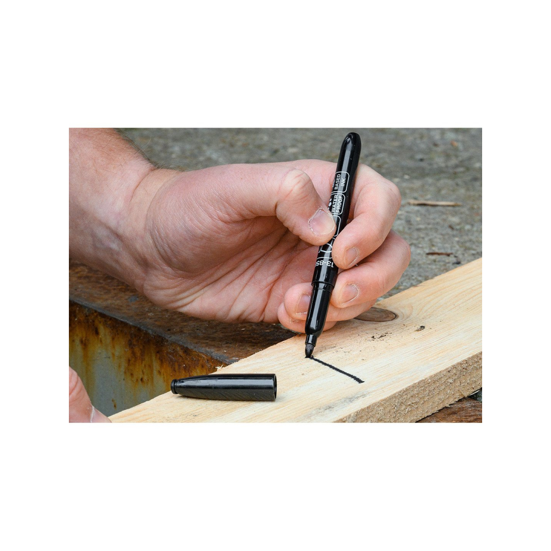 Statybinis žymeklis (markeris), juodas, permanentinis, atsparus vandeniui, aliejinis, 4 vnt 3