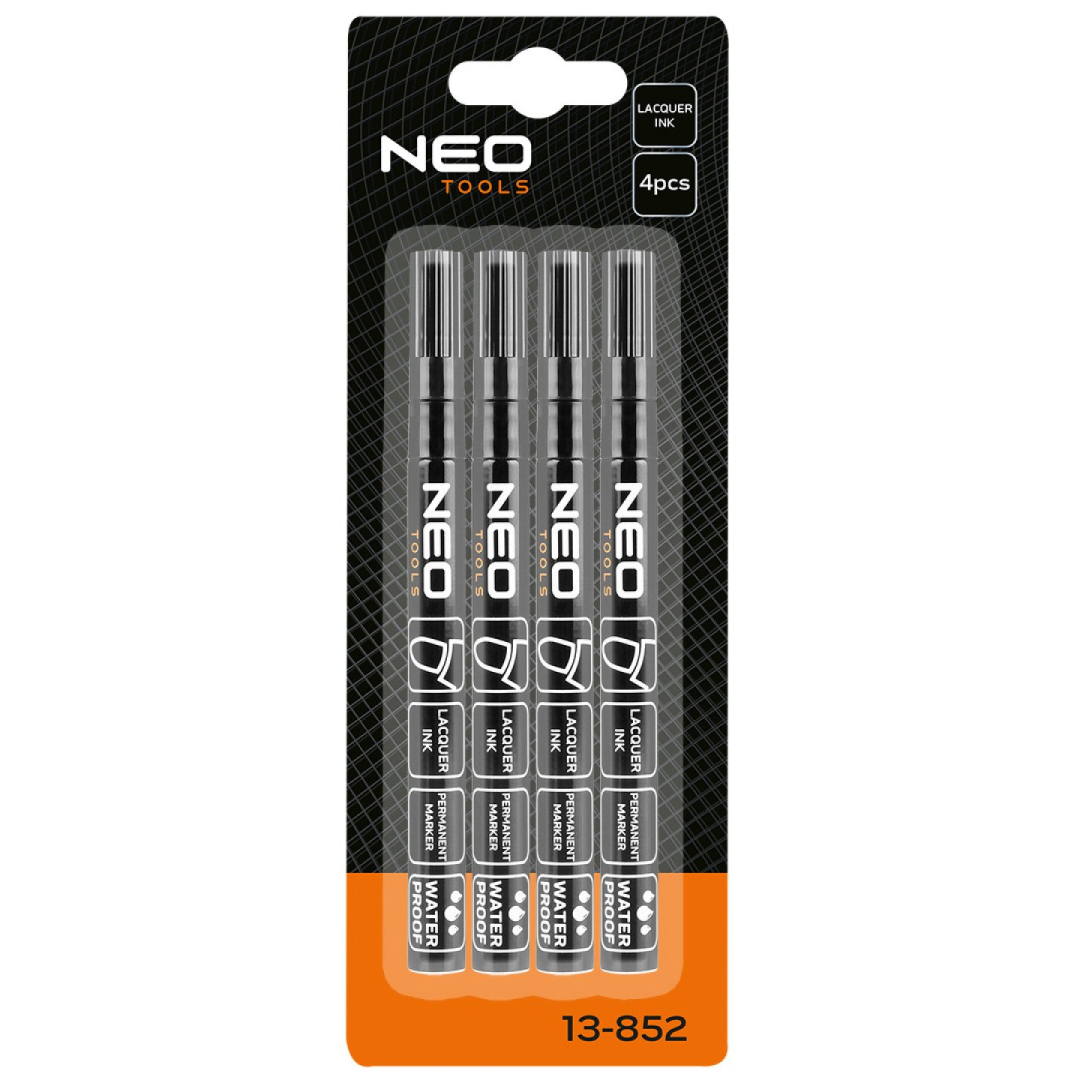 Statybinis žymeklis (markeris), juodas, permanentinis, atsparus vandeniui, lakas, aliuminis, 4 vnt 1