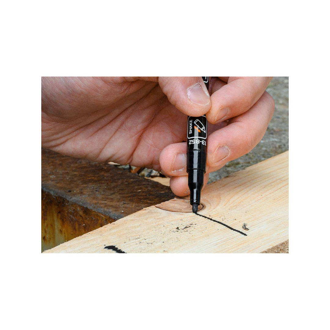 Statybinis žymeklis (markeris), juodas, permanentinis, atsparus vandeniui, lakas, aliuminis, 4 vnt 3