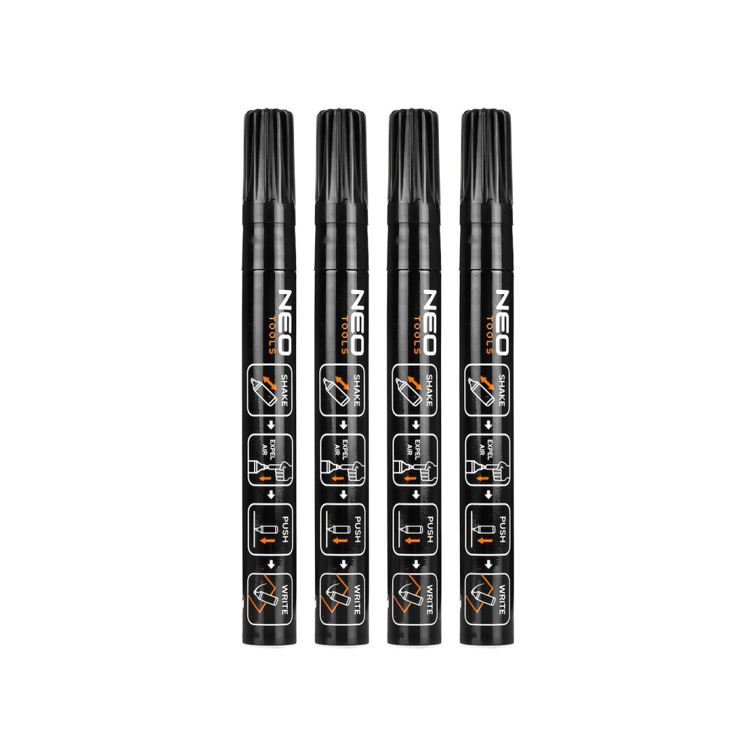 Statybinis žymeklis (markeris) storas, juodas, permanentinis, atsparus vandeniui, lakas, aliuminis, 4 vnt