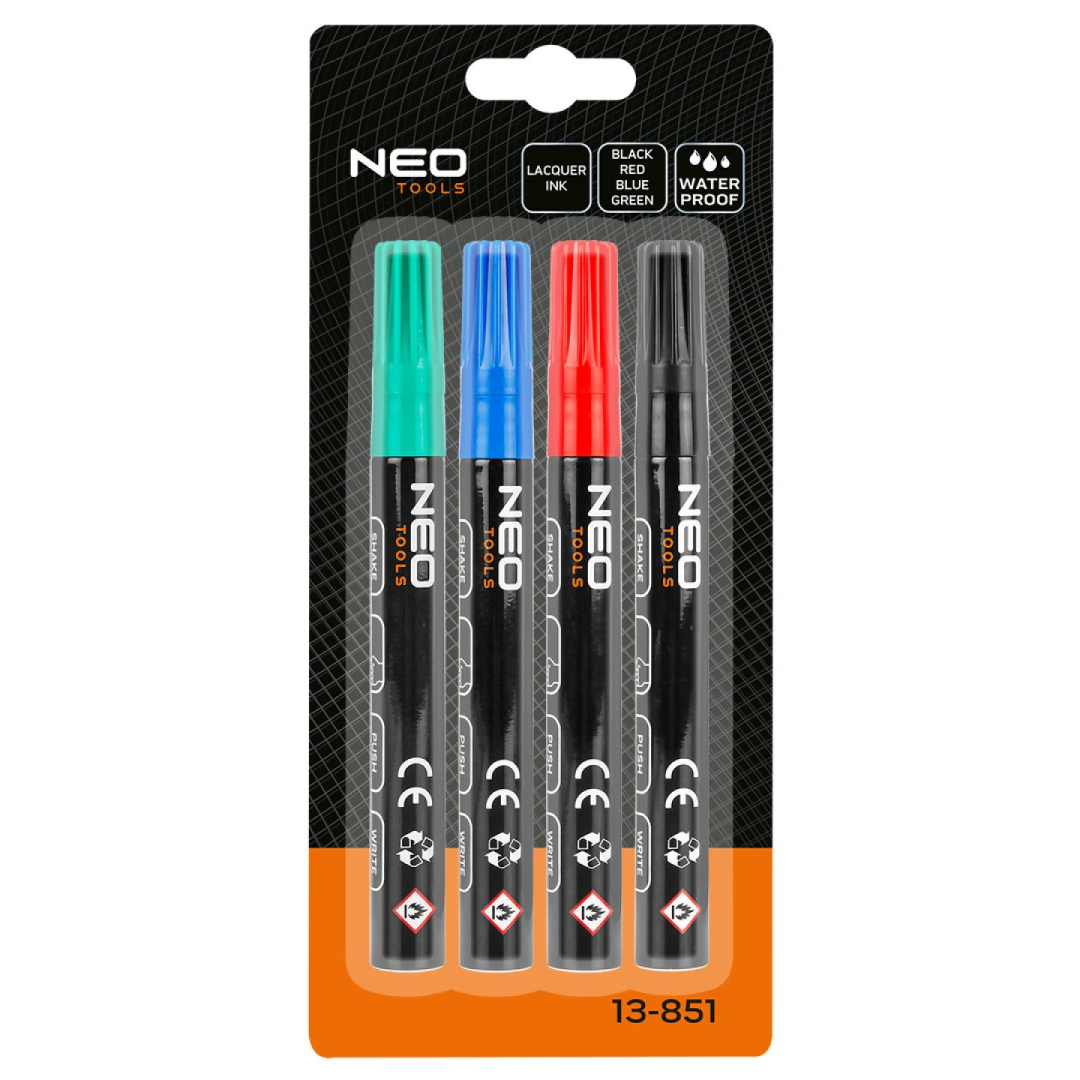 Storas statybinis žymeklis (markeris), 4 spalvos, permanentinis, atsparus vandeniui, lakas, aliuminis, 4 vnt. 1