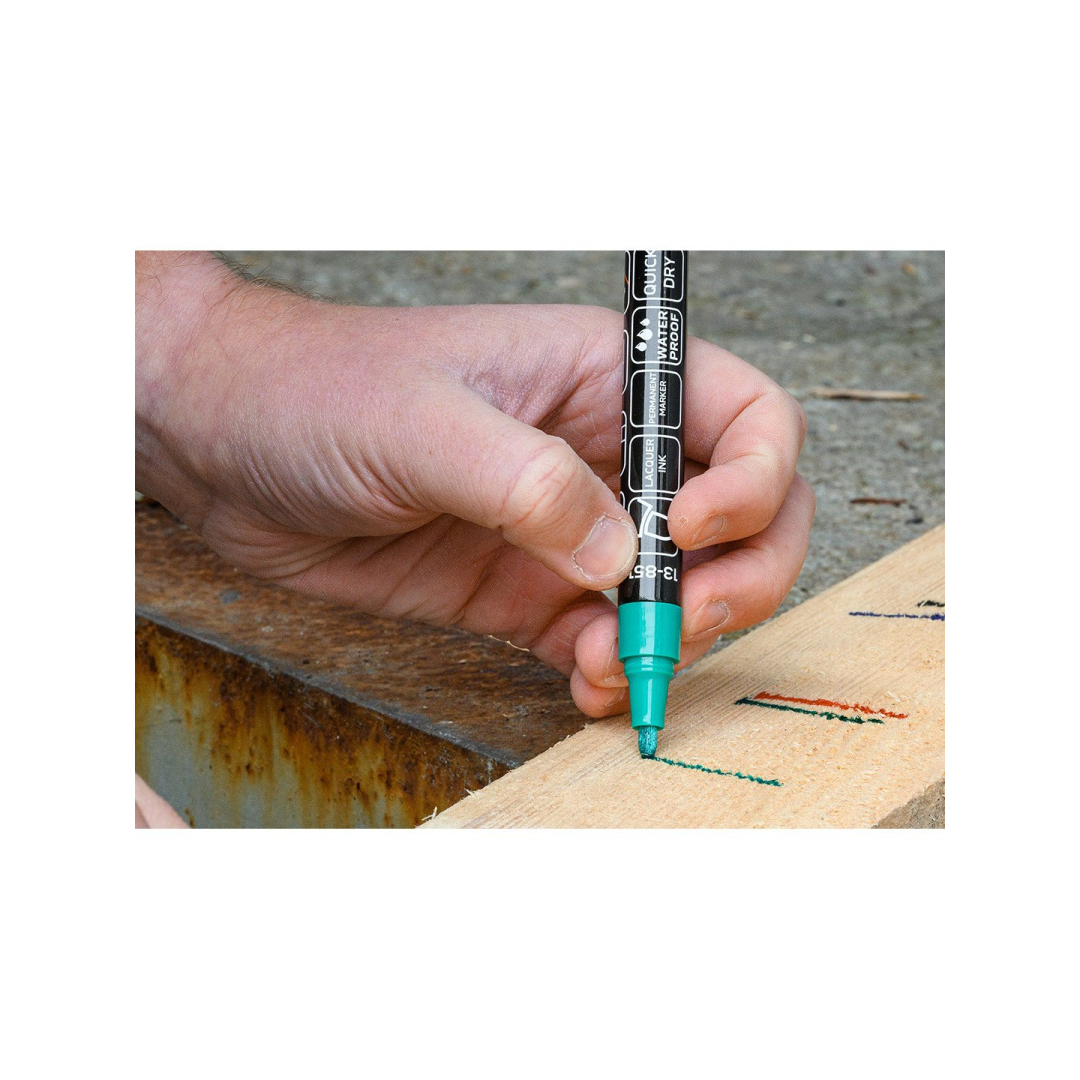 Storas statybinis žymeklis (markeris), 4 spalvos, permanentinis, atsparus vandeniui, lakas, aliuminis, 4 vnt. 5 Storas statybinis žymeklis (markeris), 4 spalvos, permanentinis, atsparus vandeniui, lakas, aliuminis, 4 vnt. 5