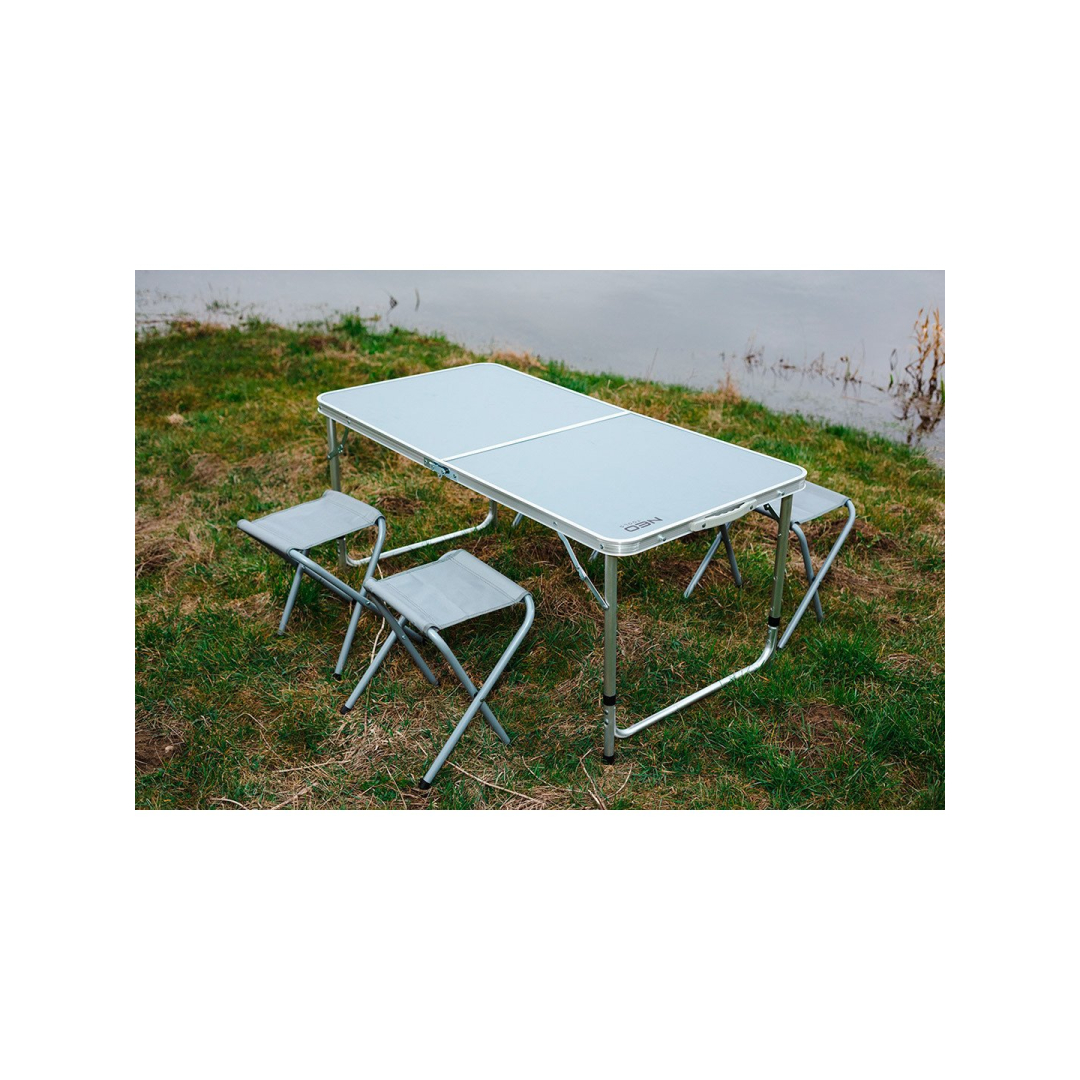 Stovyklavietės stalo ir 4 kėdžių komplektas, sulankstytas į lagaminą 2 Stovyklavietės stalo ir 4 kėdžių komplektas, sulankstytas į lagaminą 2