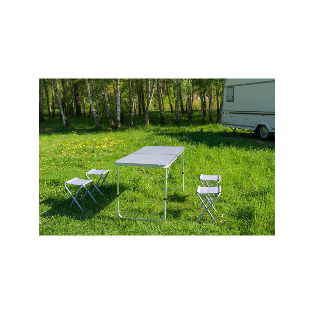 Stovyklavietės stalo ir 4 kėdžių komplektas, sulankstytas į lagaminą 7 Stovyklavietės stalo ir 4 kėdžių komplektas, sulankstytas į lagaminą 7