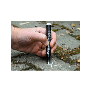 Statybinis žymeklis (markeris), baltas, nuolatinis, atsparus vandeniui, aliejaus pagrindu, kartotiniai iš 12. 2 Statybinis žymeklis (markeris), baltas, nuolatinis, atsparus vandeniui, aliejaus pagrindu, kartotiniai iš 12. 2