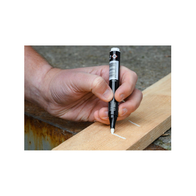 Statybinis žymeklis (markeris), baltas, nuolatinis, atsparus vandeniui, aliejaus pagrindu, kartotiniai iš 12. 3 Statybinis žymeklis (markeris), baltas, nuolatinis, atsparus vandeniui, aliejaus pagrindu, kartotiniai iš 12. 3