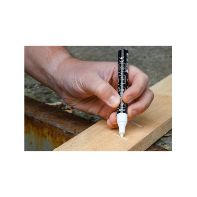 Statybinis žymeklis (markeris), baltas, nuolatinis, atsparus vandeniui, lakuotas, aliuminis, kartotiniai iš 12. 3 Statybinis žymeklis (markeris), baltas, nuolatinis, atsparus vandeniui, lakuotas, aliuminis, kartotiniai iš 12. 3