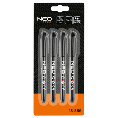 Statybinis žymeklis (markeris), juodas, permanentinis, atsparus vandeniui, aliejinis, 4 vnt 1 Statybinis žymeklis (markeris), juodas, permanentinis, atsparus vandeniui, aliejinis, 4 vnt 1