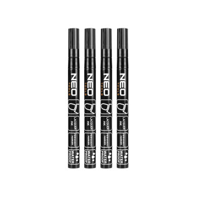 Statybinis žymeklis (markeris), juodas, permanentinis, atsparus vandeniui, lakas, aliuminis, 4 vnt Statybinis žymeklis (markeris), juodas, permanentinis, atsparus vandeniui, lakas, aliuminis, 4 vnt