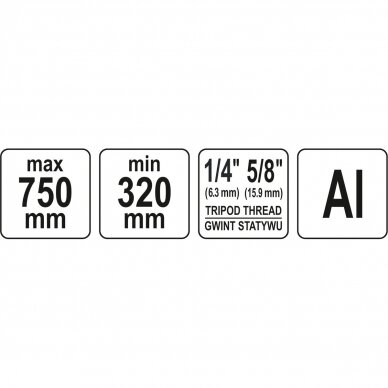 Stovas trikojis | aliuminis | 75 cm (YT-30473) 2 Stovas trikojis | aliuminis | 75 cm (YT-30473) 2