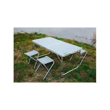 Stovyklavietės stalo ir 4 kėdžių komplektas, sulankstytas į lagaminą 2 Stovyklavietės stalo ir 4 kėdžių komplektas, sulankstytas į lagaminą 2