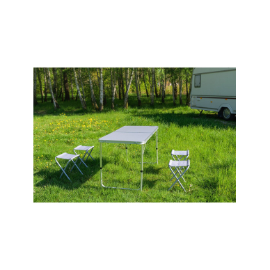 Stovyklavietės stalo ir 4 kėdžių komplektas, sulankstytas į lagaminą 7